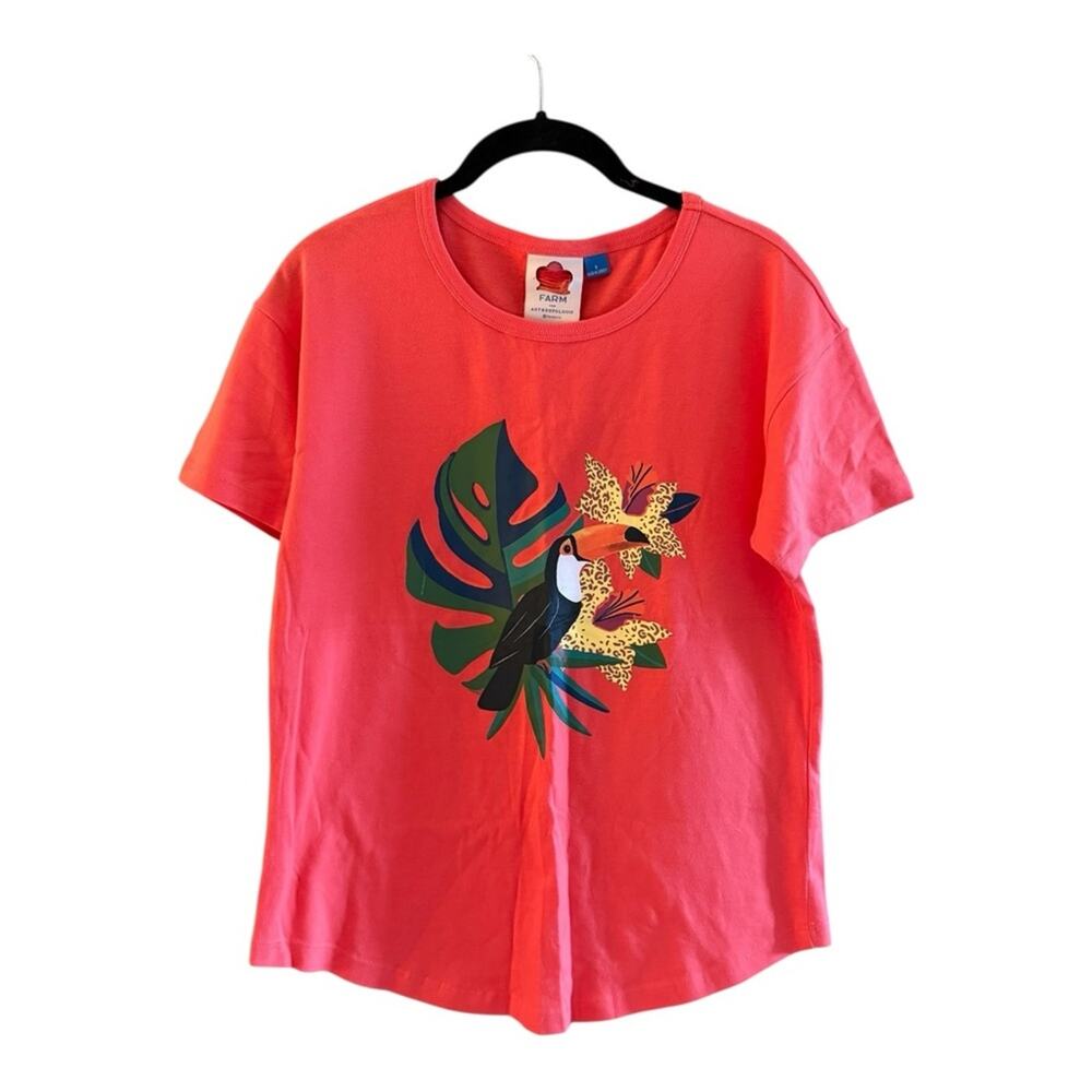 FARM Rio Coral Tee with Tropical Toucan Print